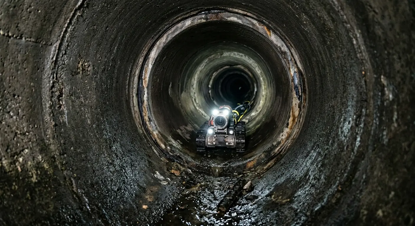 Robotic sewer camera inspecting pipe interior for Drain Snake Service in Prospect